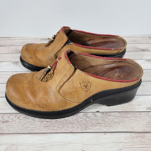 Ariat Womens Mendocino Tassel Leather Western Slip On Mule Clogs Size 8.5 - Picture 2 of 16
